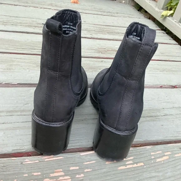 Thursday Boot Co Everyday Knockout Block Heel Boots Women Black Suede Leather
